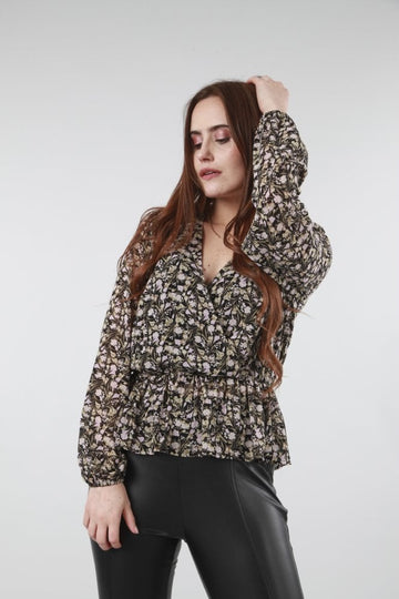 Floral Printed Wrap Top Double Second